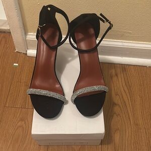 Elegant Black Women's Sandals with Rhinestone Accents